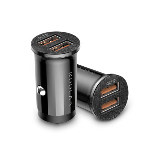 black quick-charge dual-usb charger port