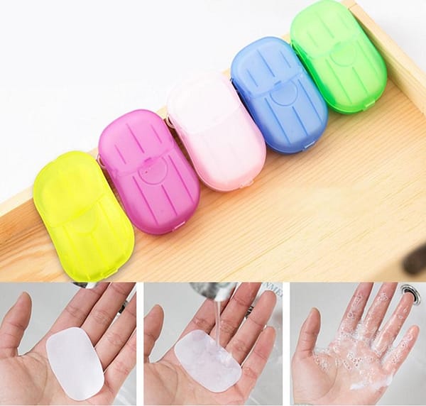 Portable Hand Washing Soap Paper (5 Packs/100 Sheets) 4