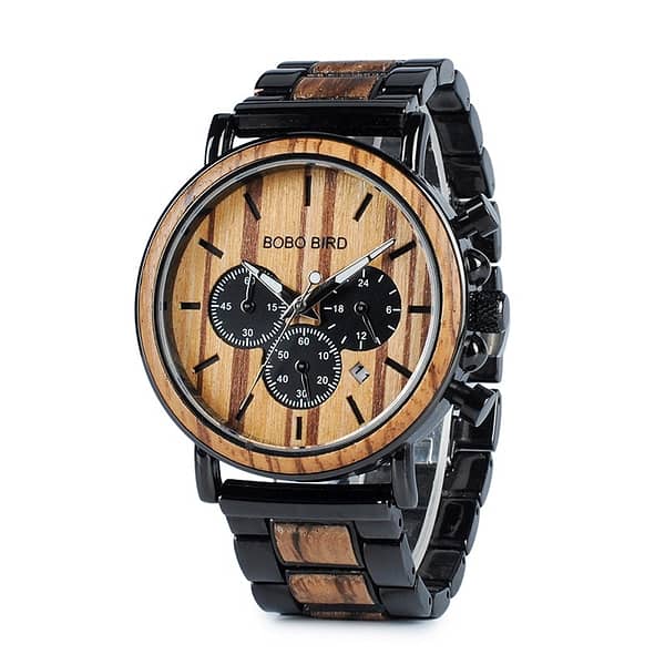 wooden watch for men stylish engraved with wooden gift box 2