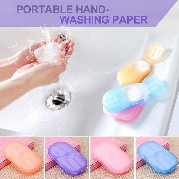 Portable Hand Washing Soap Paper (5 Packs/100 Sheets) 2